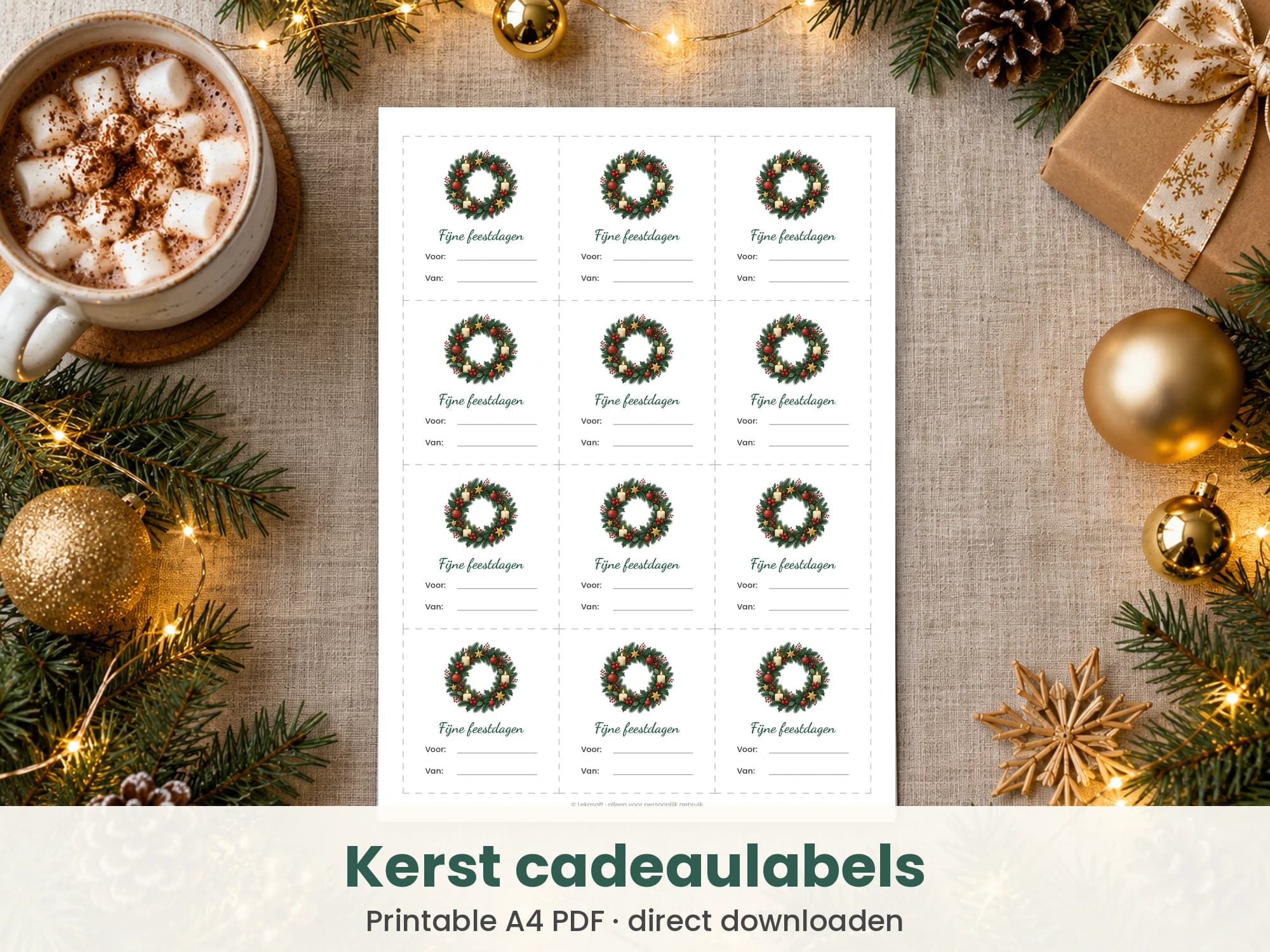 Cadeaulabels kerst printable