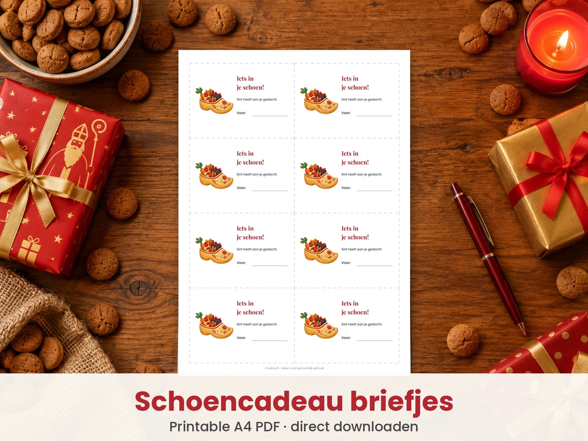 Schoencadeautjes briefjes printable
